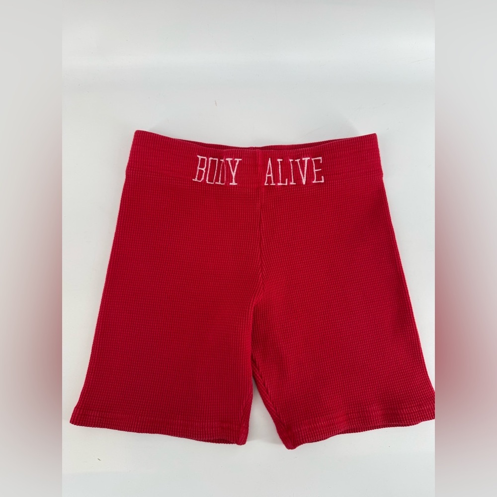 Vintage Womens Red Rib Biker Shorts Medium